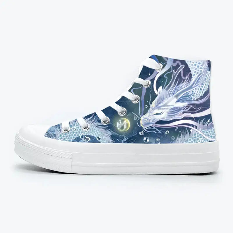 Canvas Moon Dragon Anime Shoes