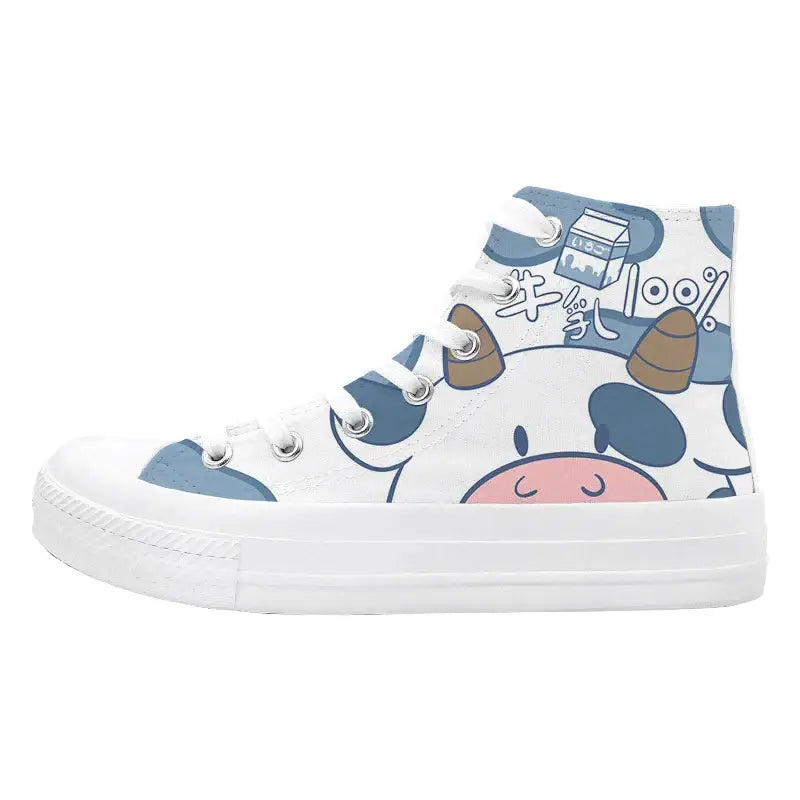 Canvas Kawaii Cow Anime Shoes