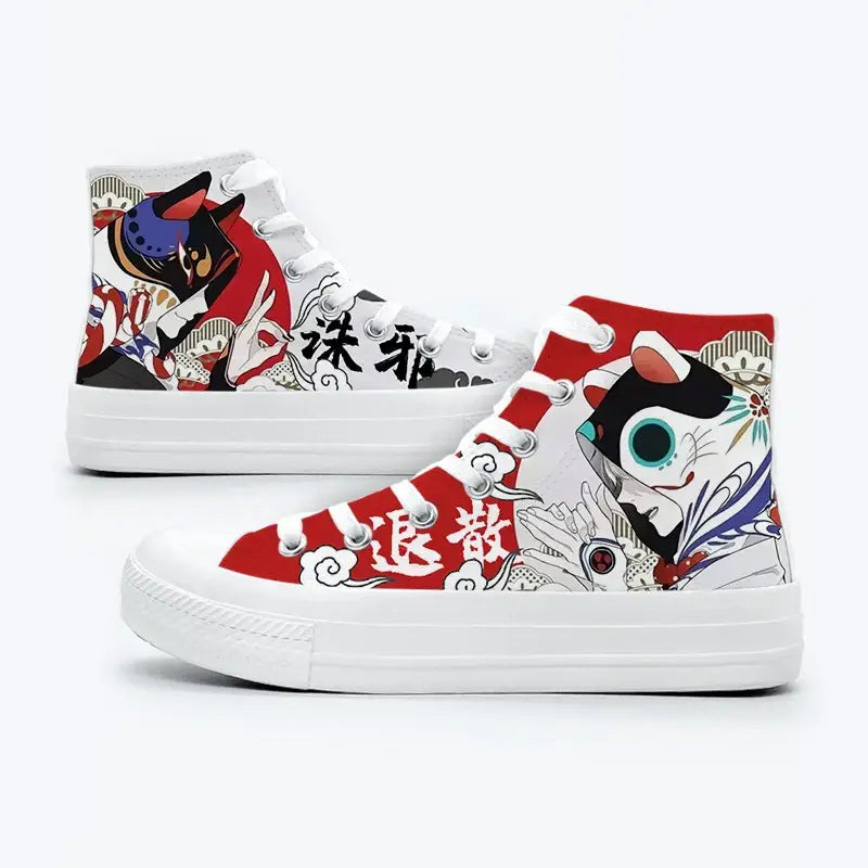 Canvas Kitsune Fox Anime Shoes