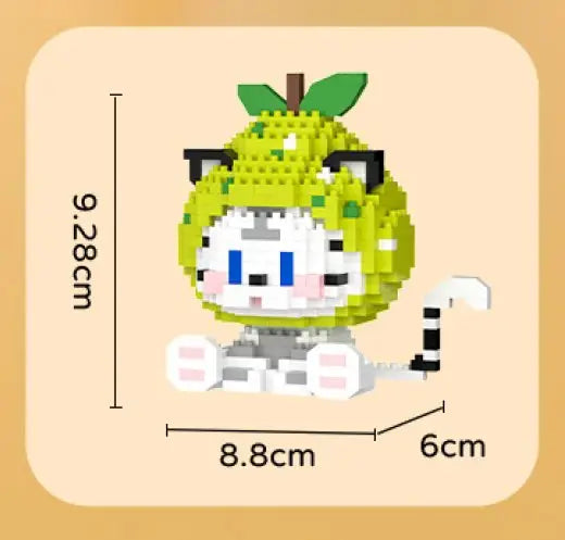 Cat and Tiger Fruit Kawaii Building Blocks