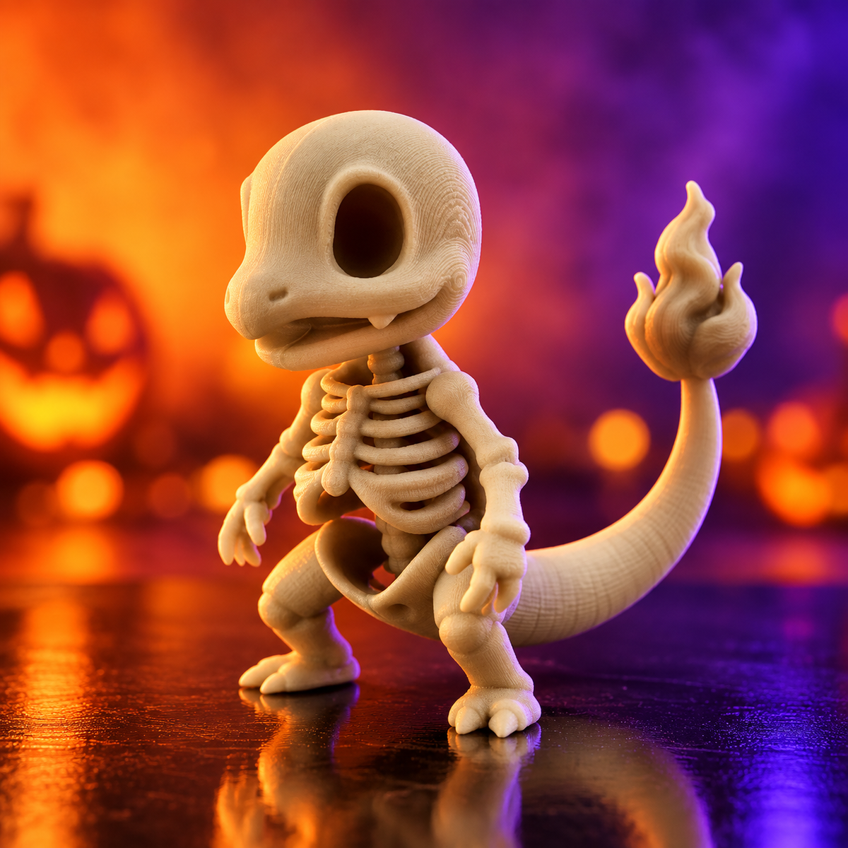 Charmander Skeleton Halloween Figure product mockup with vibrant studio colors and an alternate composition