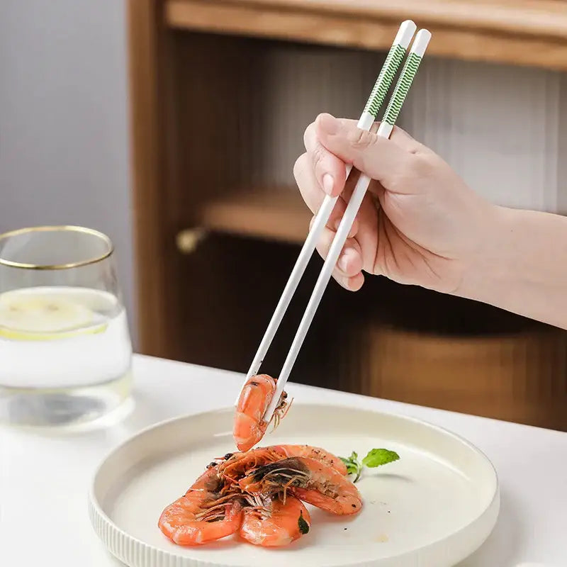 Green Geometric Ceramic Chopsticks