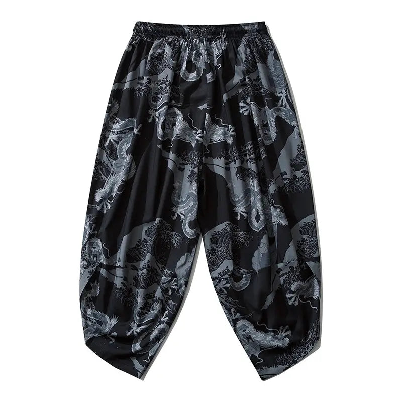 Dragons Wave Kanji Harem Pants