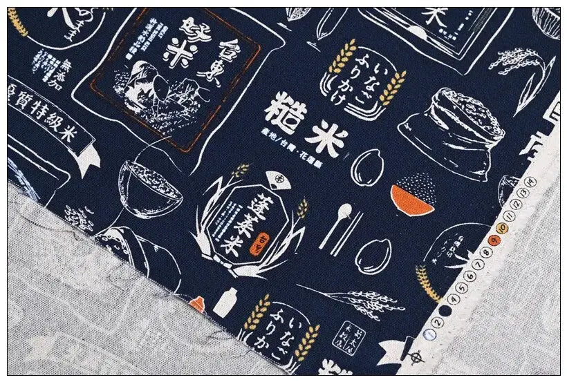 Navy Vintage Japanese Bakery Furoshiki