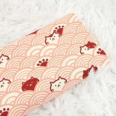 Red and Pink Neko Cats Clouds Furoshiki