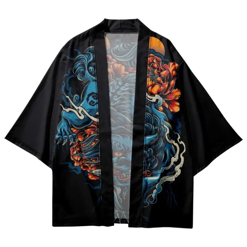 Blue Komainu Lion Haori