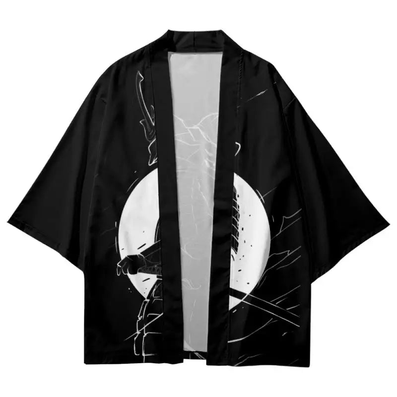 Black Samurai White Moon Haori