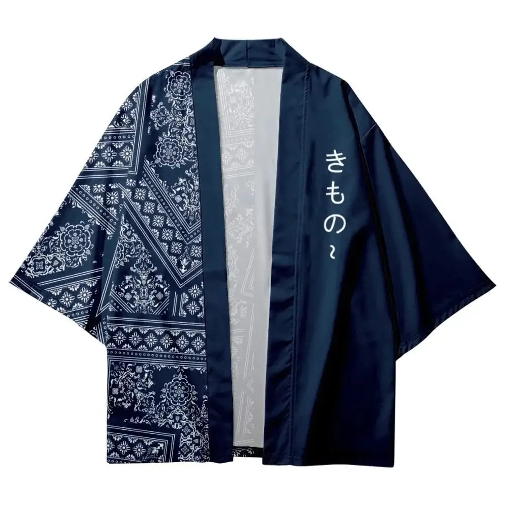 Navy Paisley Kanji Haori
