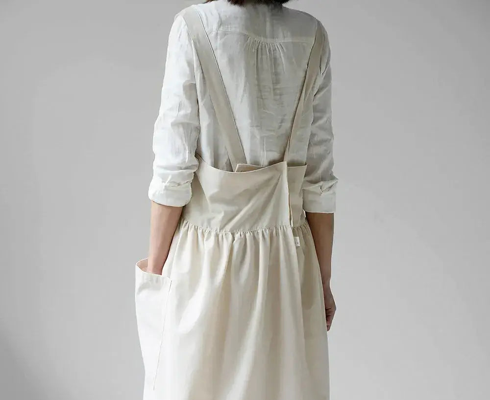 Cute Beige Oversized Japanese Apron