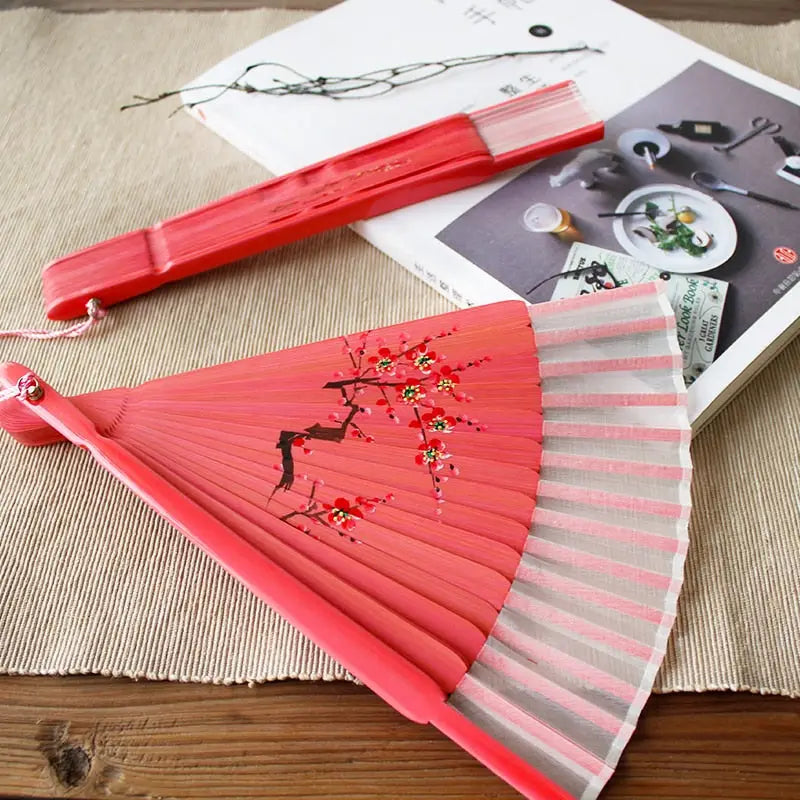 Pink Cherry Tree Hand Fan