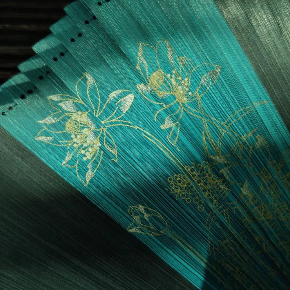 Emerald Blossom Hand Fan