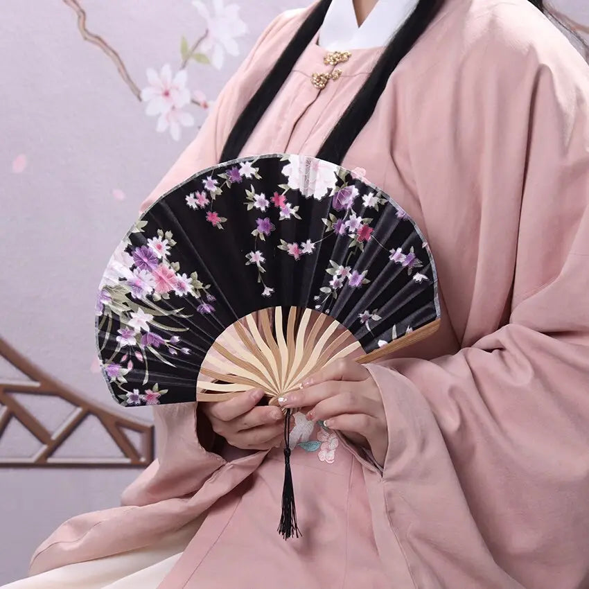 Night Florals Round Hand Fan