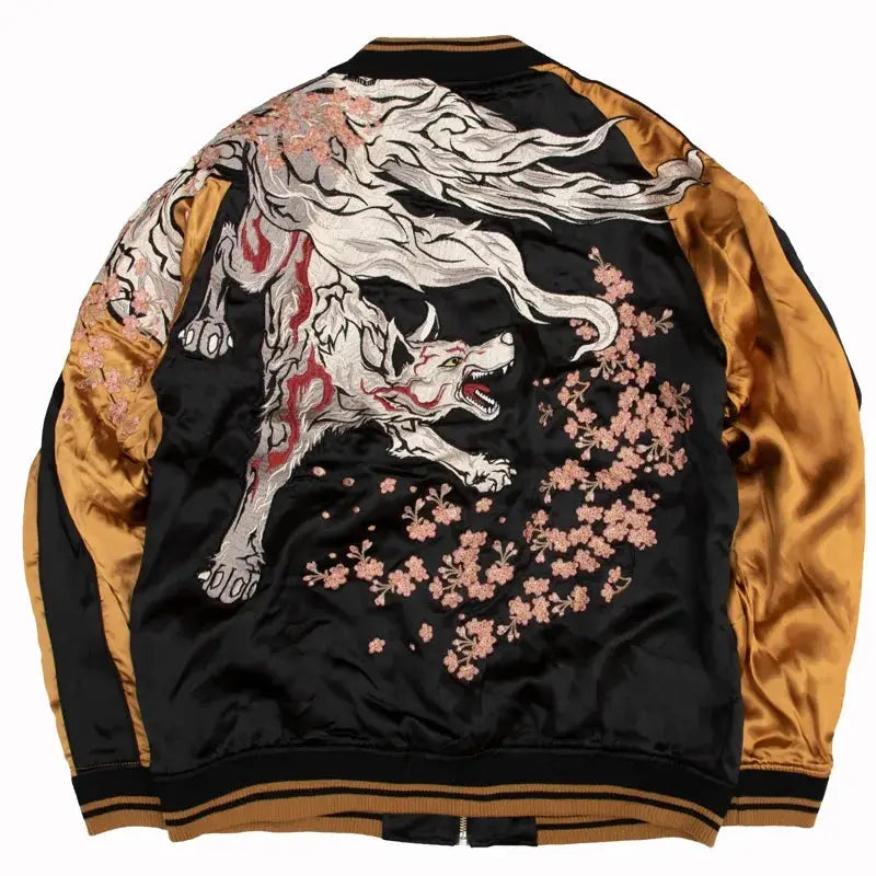 Gold Fire Wolf Sukajan Jacket JAPAN BOX