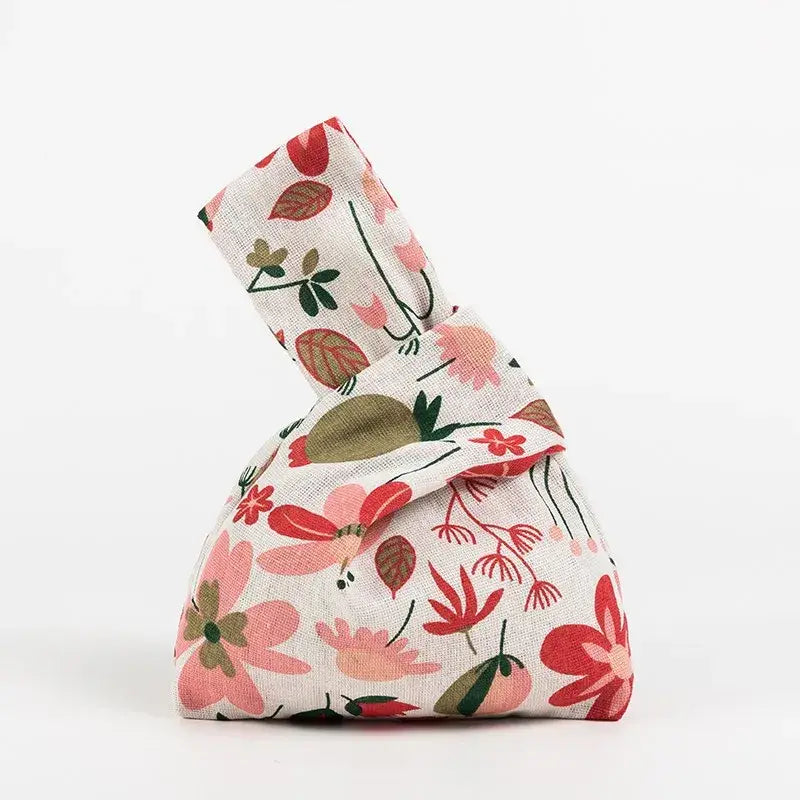 Red Florals Knot Bag