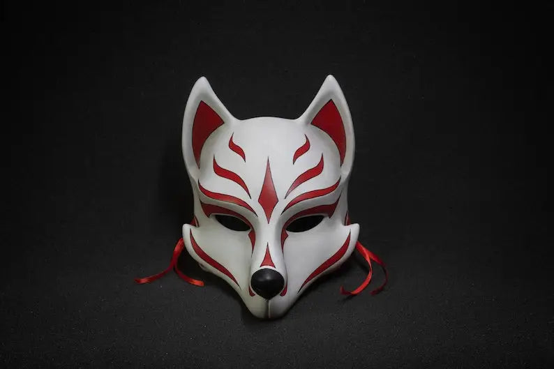 Japanese Half Face Kitsune Mask [Best Price] – Kabuki Masks