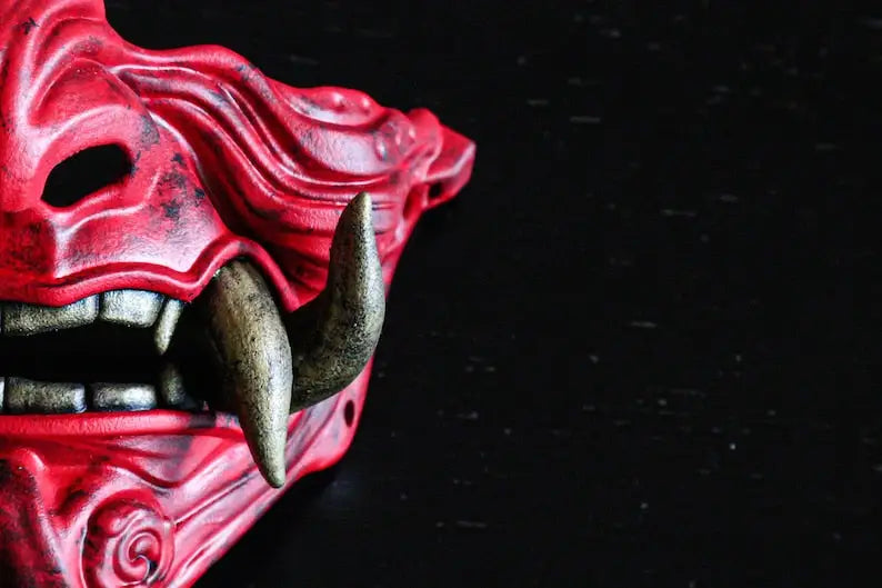 Red Oni Warrior Samurai Mask