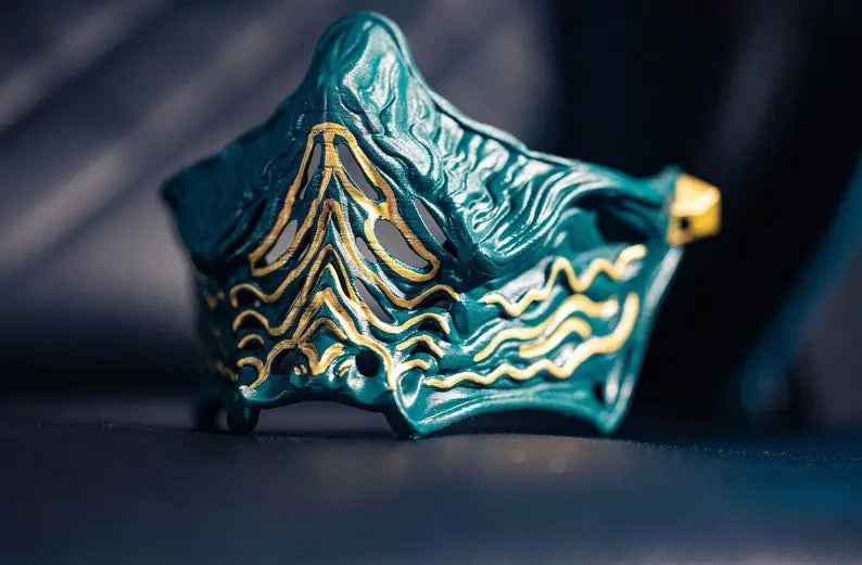 Gold & Blue Ninja Shinobi Mask