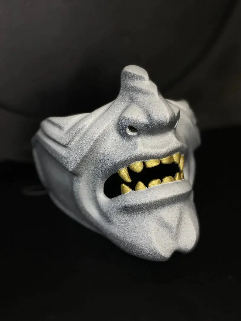 White Oni Samurai Menpo Mask