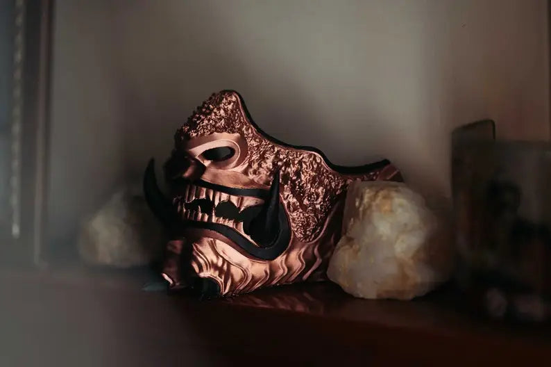 Black & Bronze Oni Samurai Half Mask