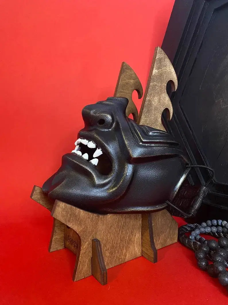 Black Oni Samurai Menpo Mask