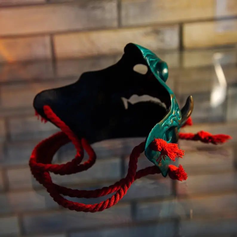 Dark Jade Oni Samurai Mask