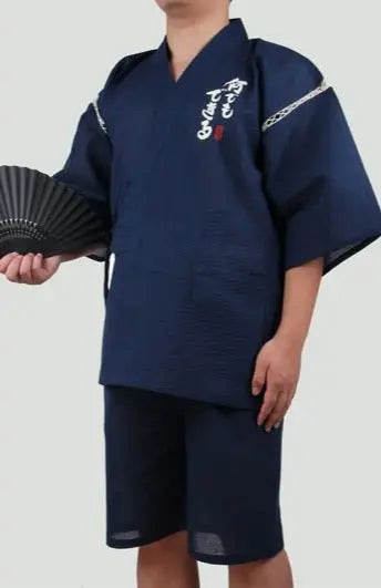 Navy Blue Kanji Dragon Fish Jinbei