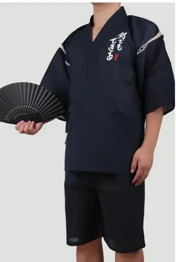 Night Blue Kanji Dragon Fish Jinbei