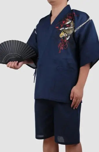 Koi Fish Waves Navy Blue Jinbei