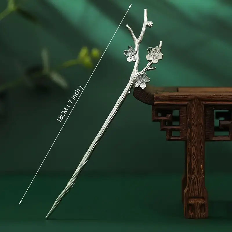 Silver Sakura Kanzashi
