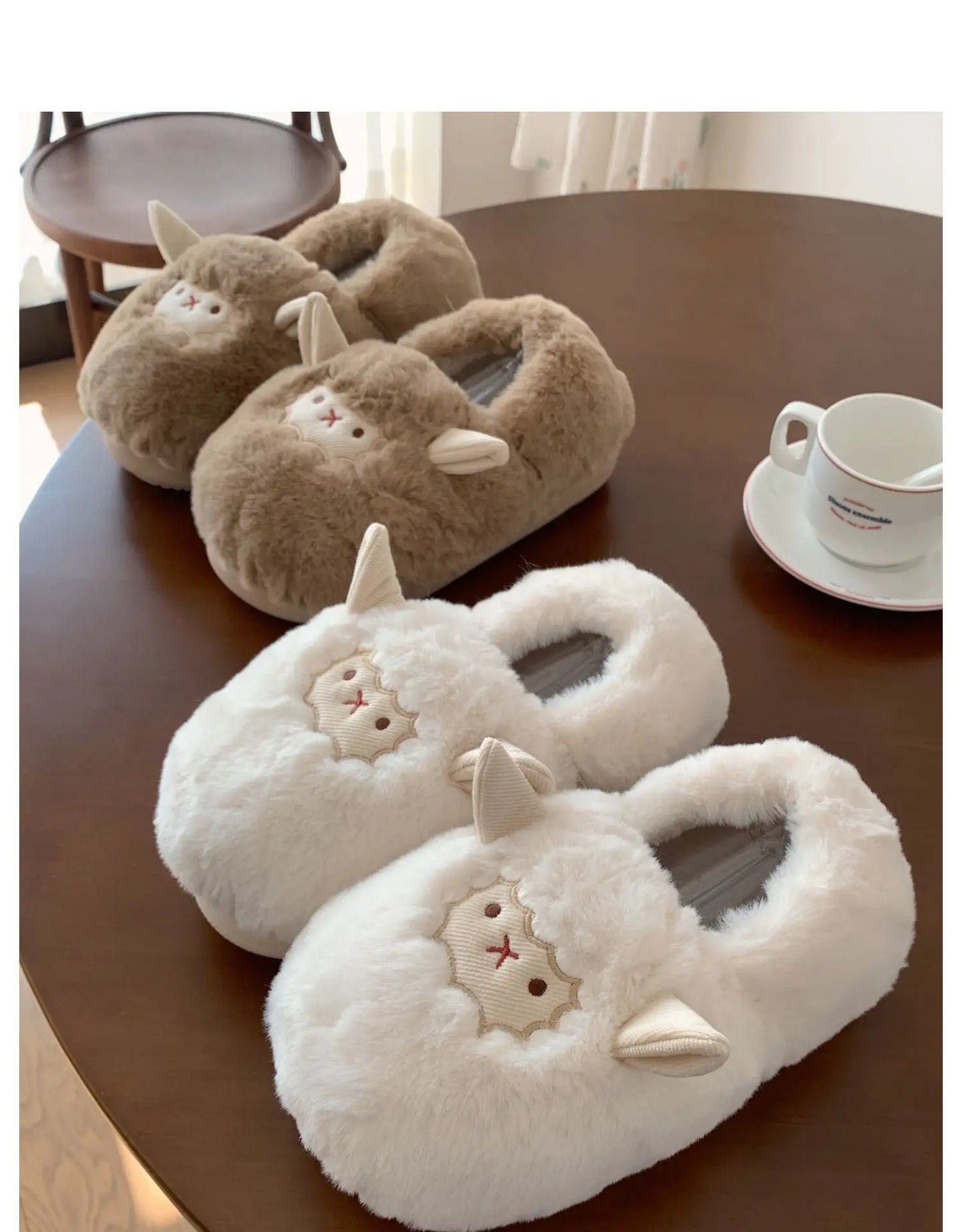 Cozy Brown Sheep Kawaii Slippers