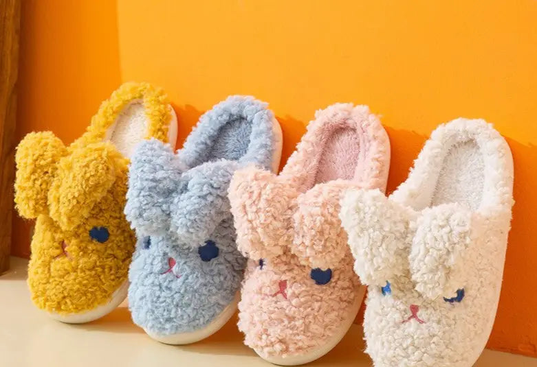Fuzzy Blue Bunny Kawaii Slippers