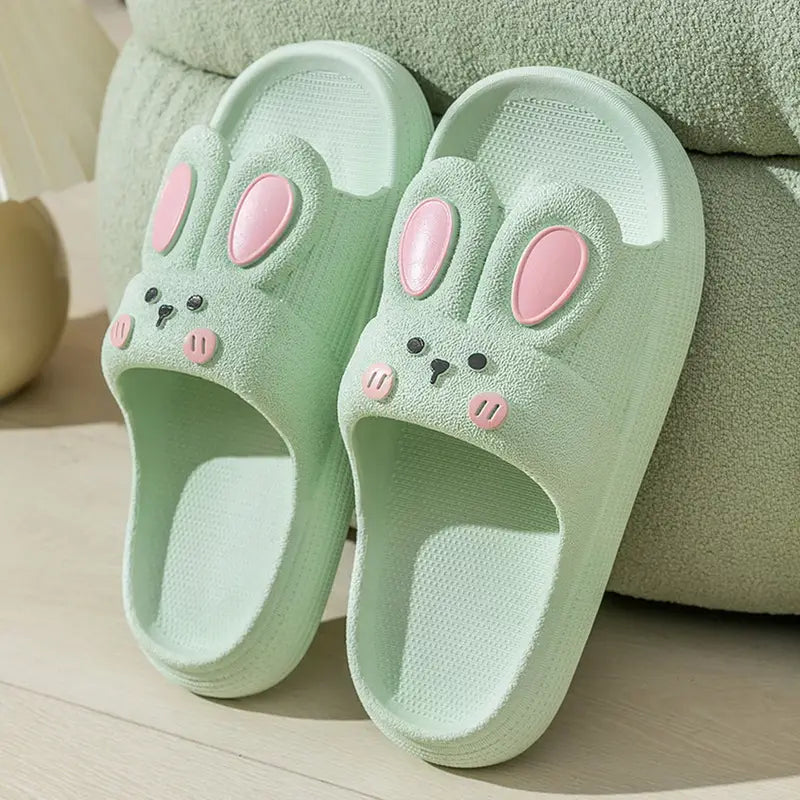 Cute Green Bunny Kawaii Slippers – 🈹 JAPAN BOX - Main Image