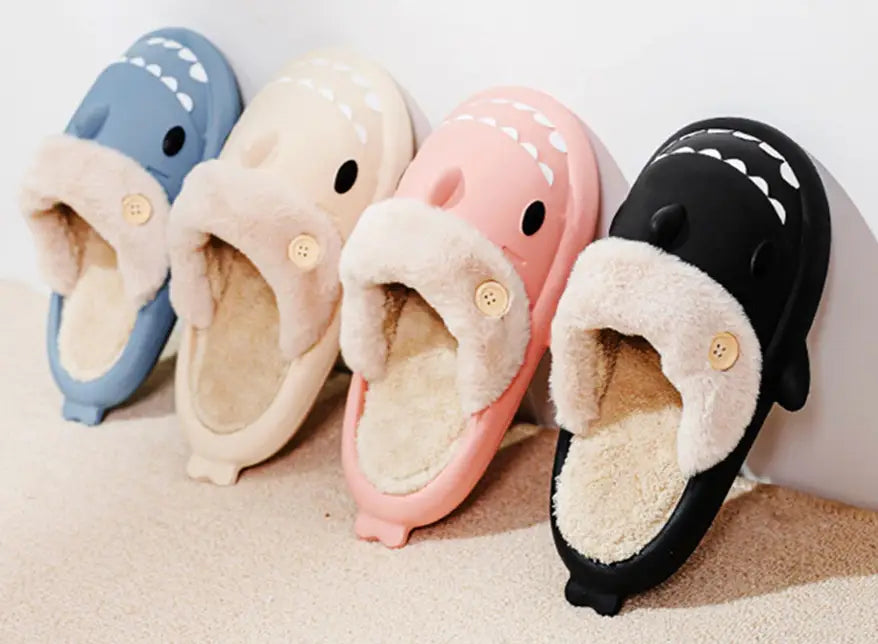Cozy Pink Shark Kawaii Slippers
