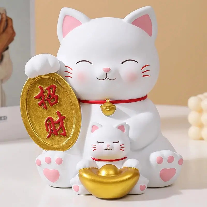 Solar Powered Maneki Neko Lucky Cat Welcoming Chinese Lucky Cat Waving Hand  Beckoning Fortune Cat Figurines For Home Decor
