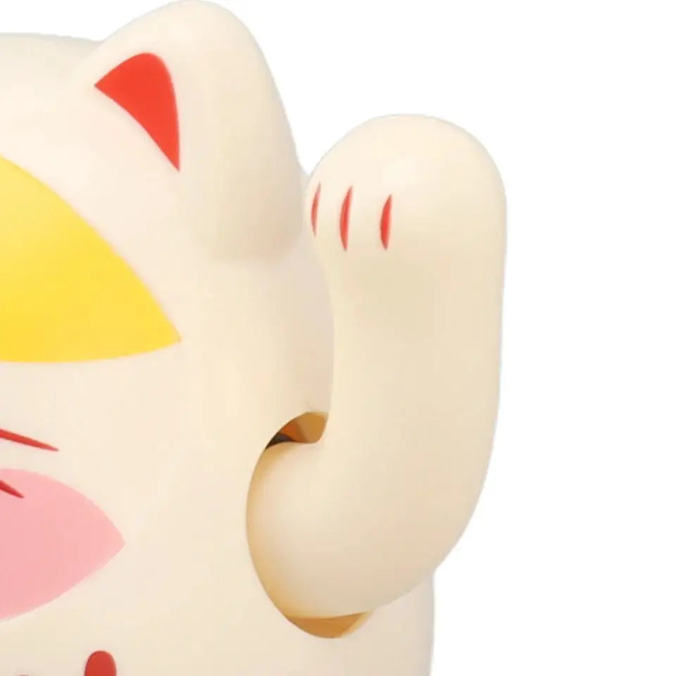 White Daruma Waving Lucky Cat