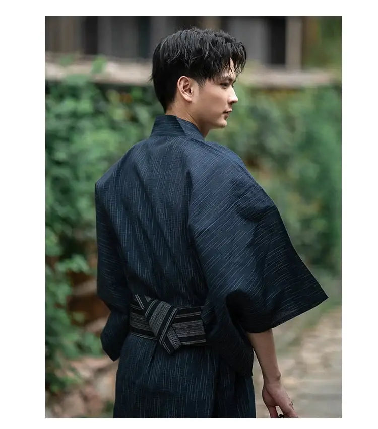 Navy Blue Traditional Men Kimono