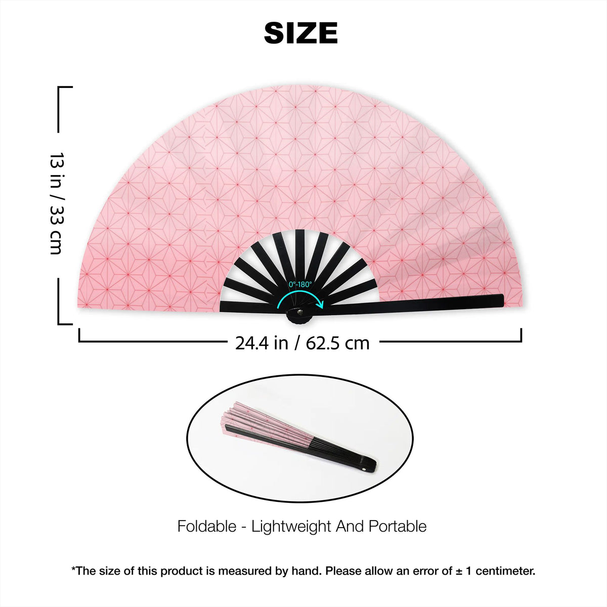 Nezuko-style folding fan size and portability details