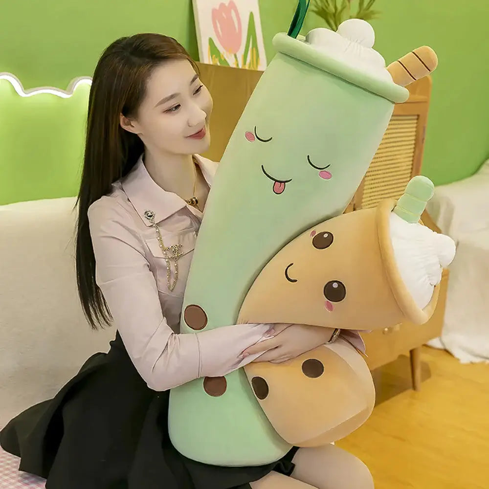 Pandan Long Bubble Tea Pillow Plushie