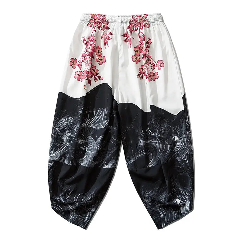 Sakura Blossom Colorblock Harem Pants