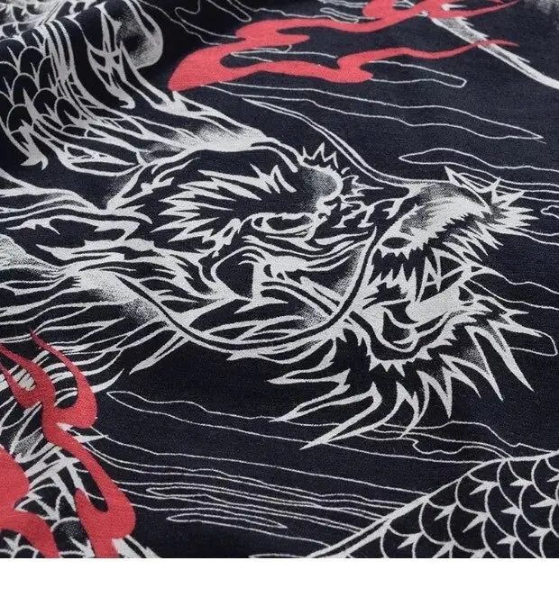 Dragon & Tiger Duel Embroidery T-Shirt