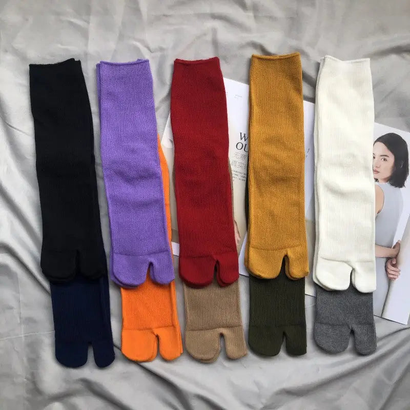 Solid Orange Ankle Tabi Socks
