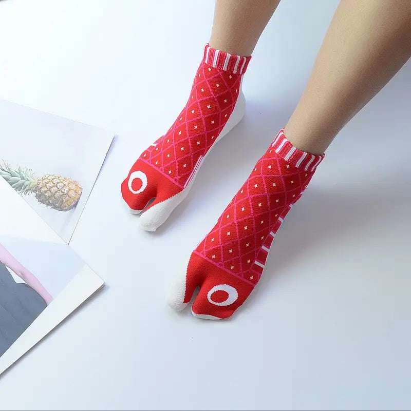 Red Koi Fish Tabi Socks