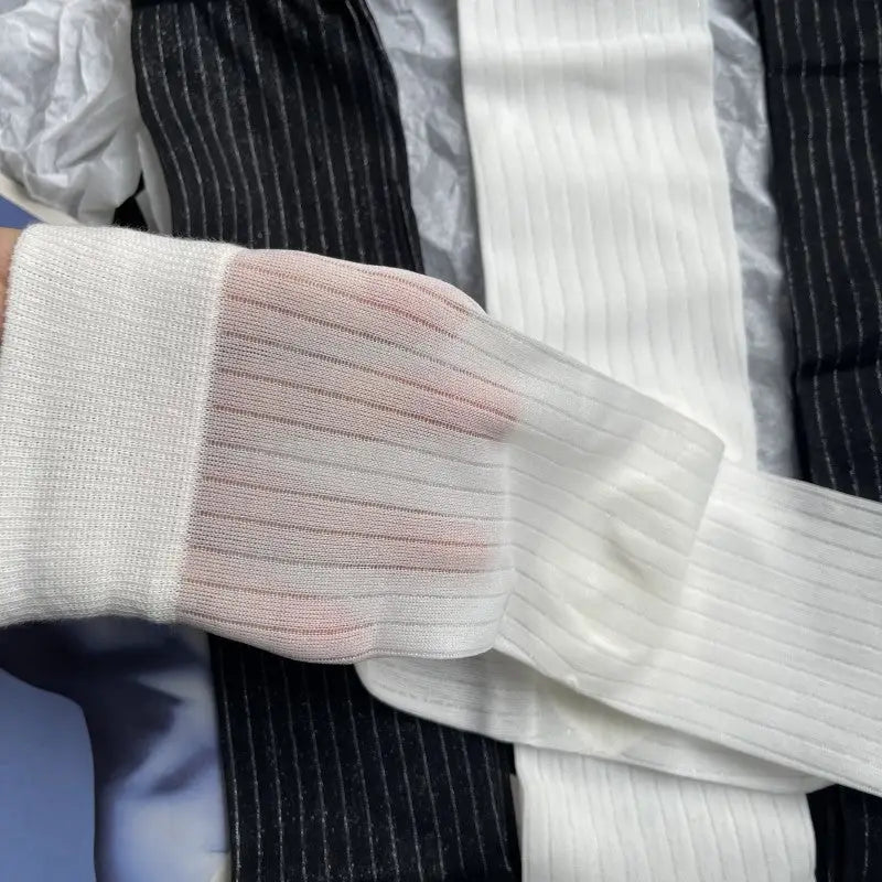 White Silk Knee High Tabi Socks