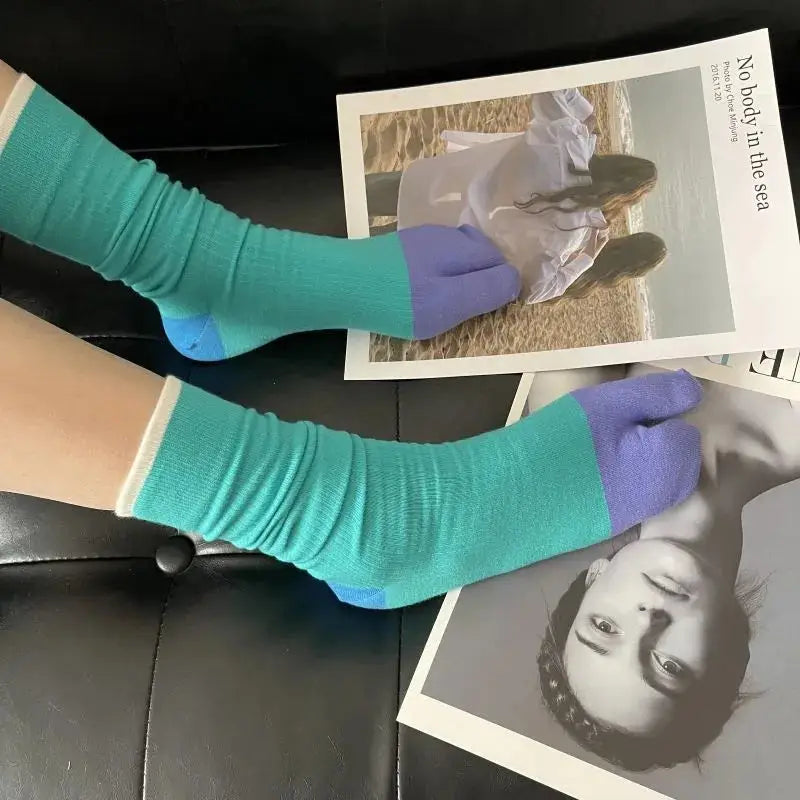 White & Green Tabi Socks
