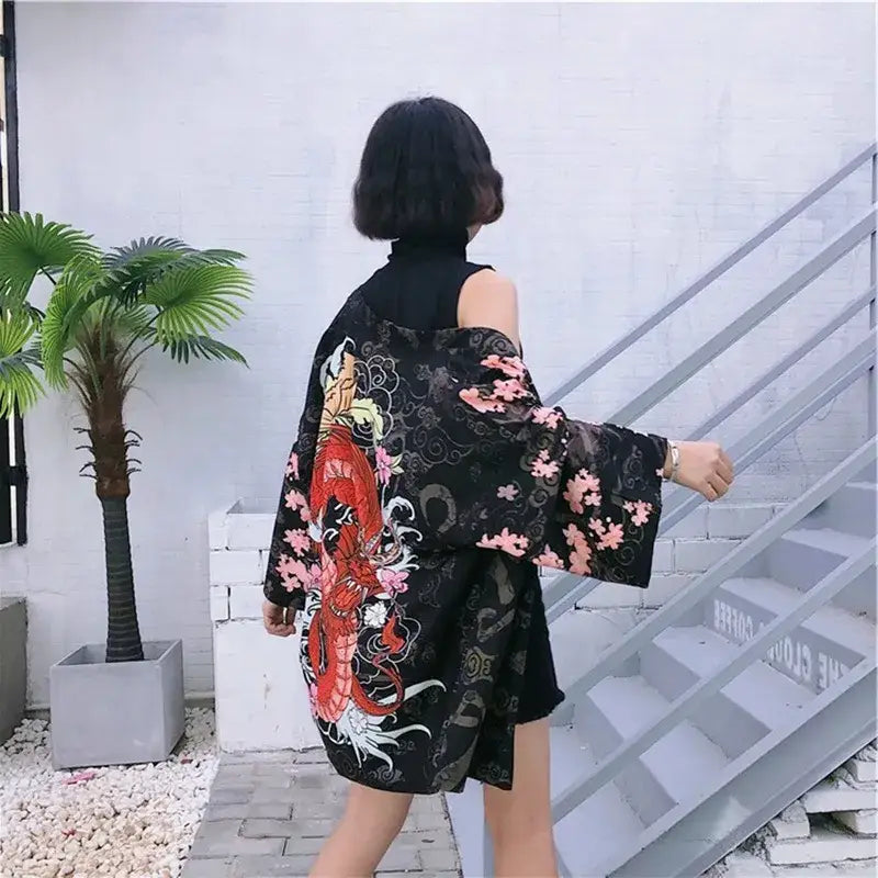Red Dragon Womenās Kimono Jacket