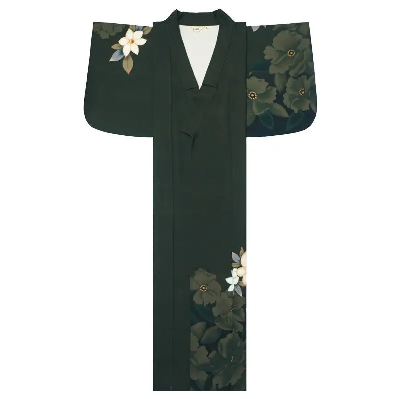 Forest Green Floral Womenās Kimono