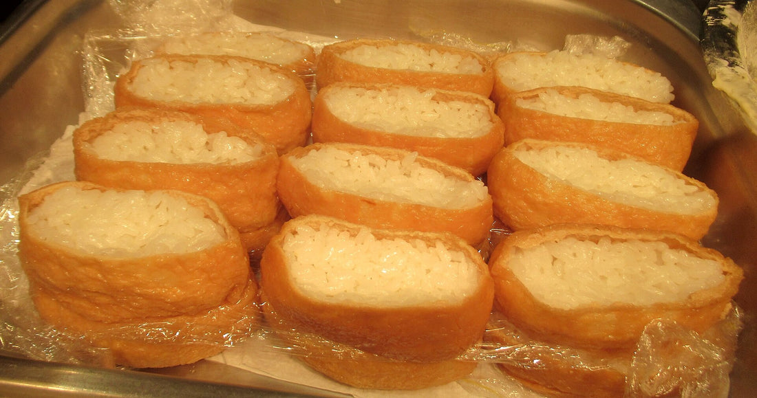 Inari sushi, golden fried tofu pockets filled with sushi rice