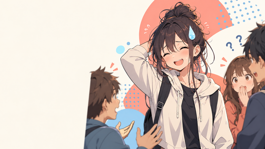 Anime character with a symbolic blue sweat drop during an awkward social moment
