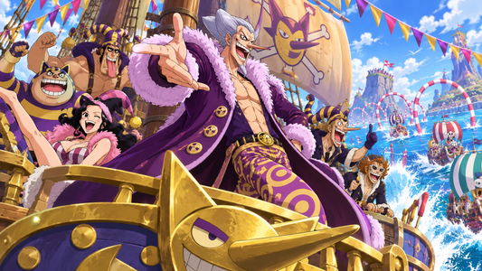 Foxy Pirates crew aboard a colorful ship prepared for a Davy Back Fight