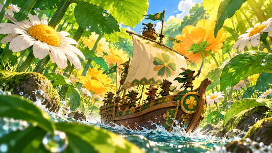 Tiny warrior crew among giant leaves for the Tontatta Pirates